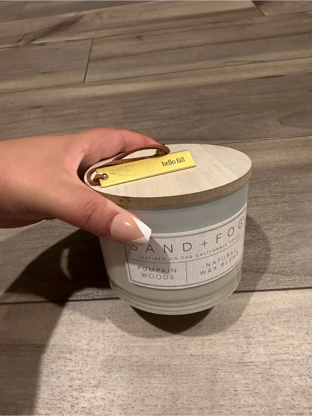 'Hello Fall' Gold Candle Tag - Home Accents pumpkin 🎃 woods
